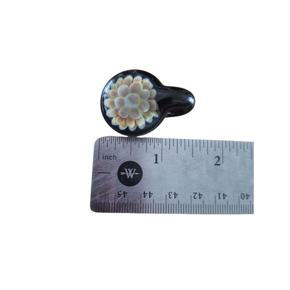 Handmade Glass Pendant with Encased Beige Flower | Art Glass Jewelry | Statement - Picture 4 of 4